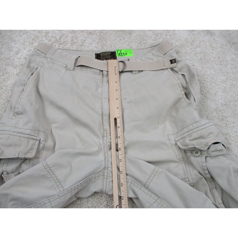 Abercrombie & Fitch Shorts Men Small 32 Brown Cargo Paratrooper Belted 32x10 * - Picture 13 of 16
